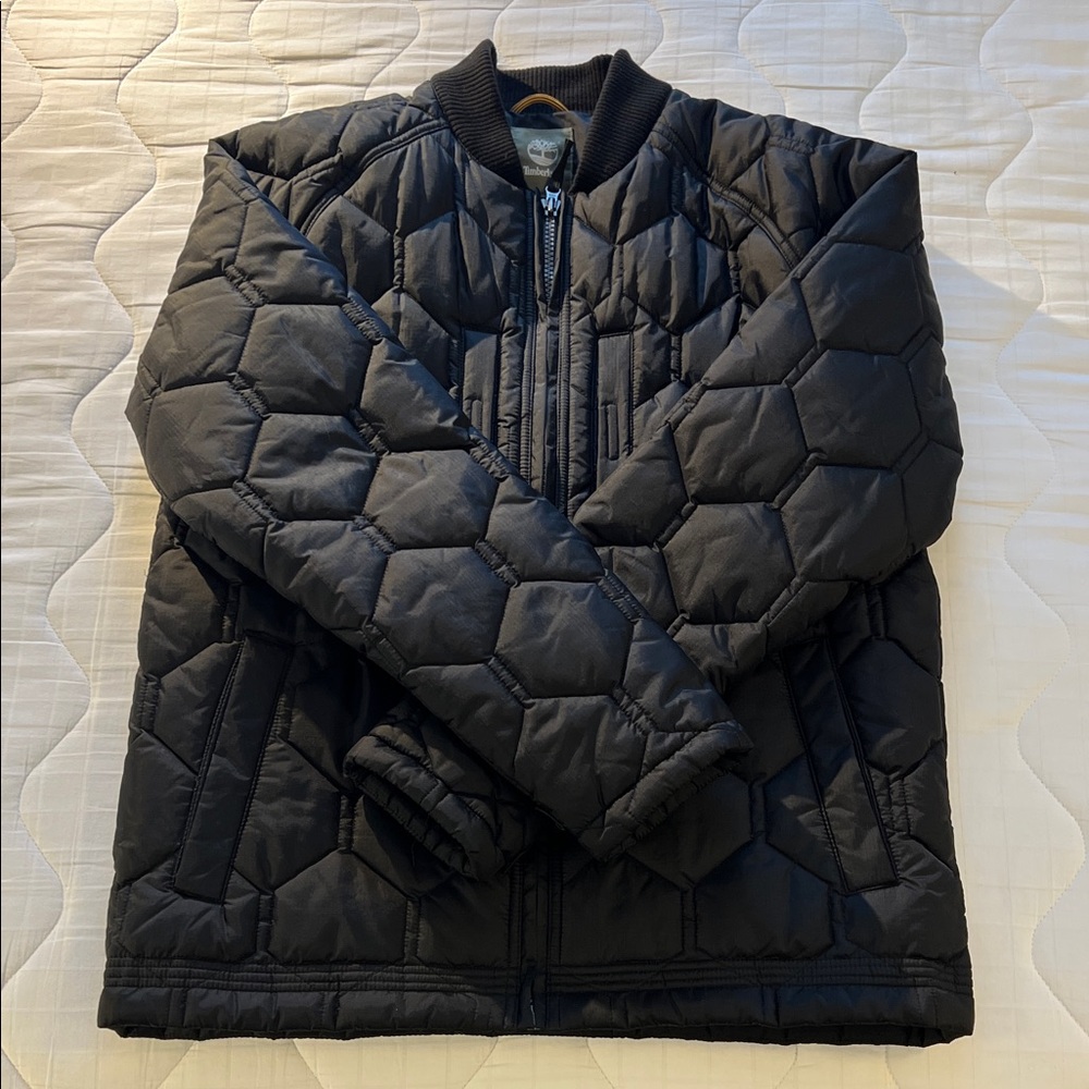 Timberland Men's Hexagonal Quilted Puffer Jacket — Black — Large